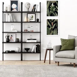 5-Shelf Ladder Bookshelf Black