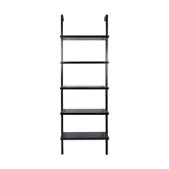 5-Shelf Ladder Bookshelf Black