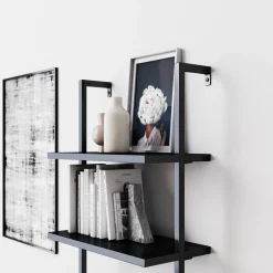 5-Shelf Ladder Bookshelf Black