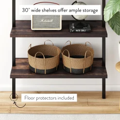 6-Shelf Ladder Bookshelf Nutmeg Matte Black
