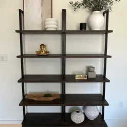 5-Shelf Ladder Bookshelf Nutmeg Matte Black