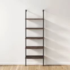 5-Shelf Ladder Bookshelf Nutmeg Matte Black