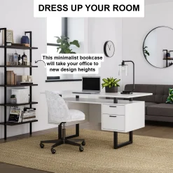 5-Shelf Ladder Bookshelf Nutmeg Matte Black