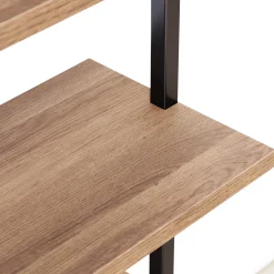 5-Shelf Ladder Bookshelf Oak Matte Black