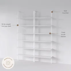 6-Shelf Ladder Bookshelf White (Set of 2)