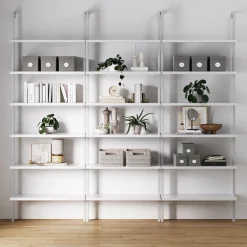 6-Shelf Ladder Bookshelf White (Set of 3)