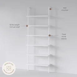 6-Shelf Ladder Bookshelf White