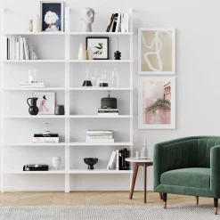 6-Shelf Ladder Bookshelf White