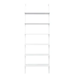 6-Shelf Ladder Bookshelf White