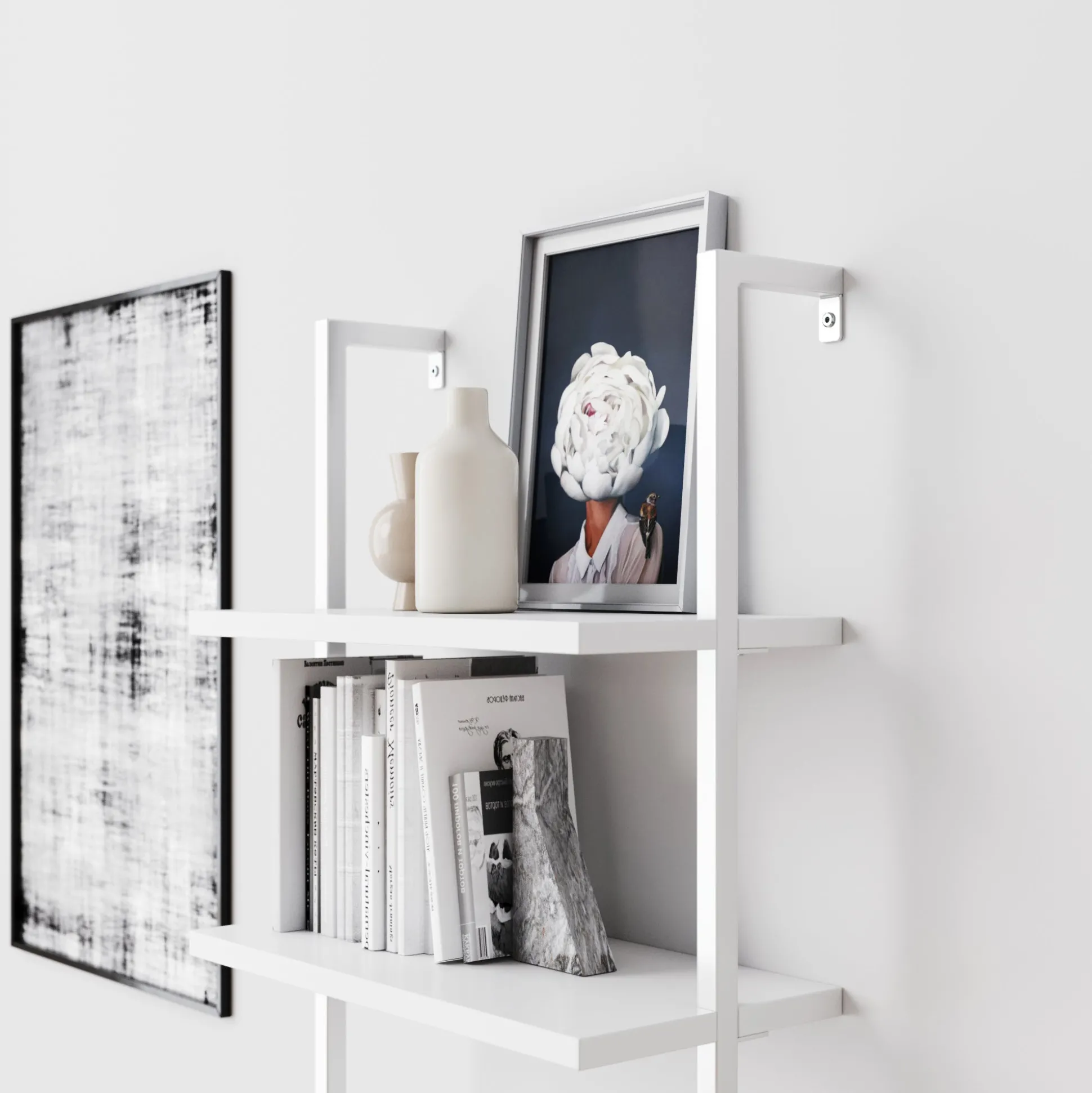 5-Shelf Ladder Bookshelf White