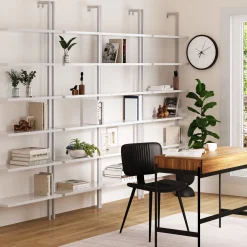 6-Shelf Ladder Bookshelf White (Set of 4)