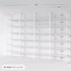 6-Shelf Ladder Bookshelf White (Set of 4)
