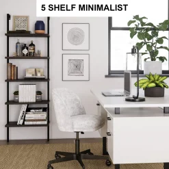 5-Shelf Ladder Wall Bookshelves Nutmeg (Set of 4)
