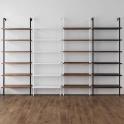 6-Shelf Wall Mount Bookshelf Black (Set of 2)
