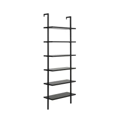 6-Shelf Wall Mount Bookshelf Black (Set of 2)