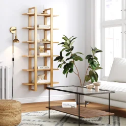 Solid Wood Adjustable Wall Shelf Warm Pine