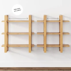 Solid Wood Adjustable Wall Shelf Warm Pine