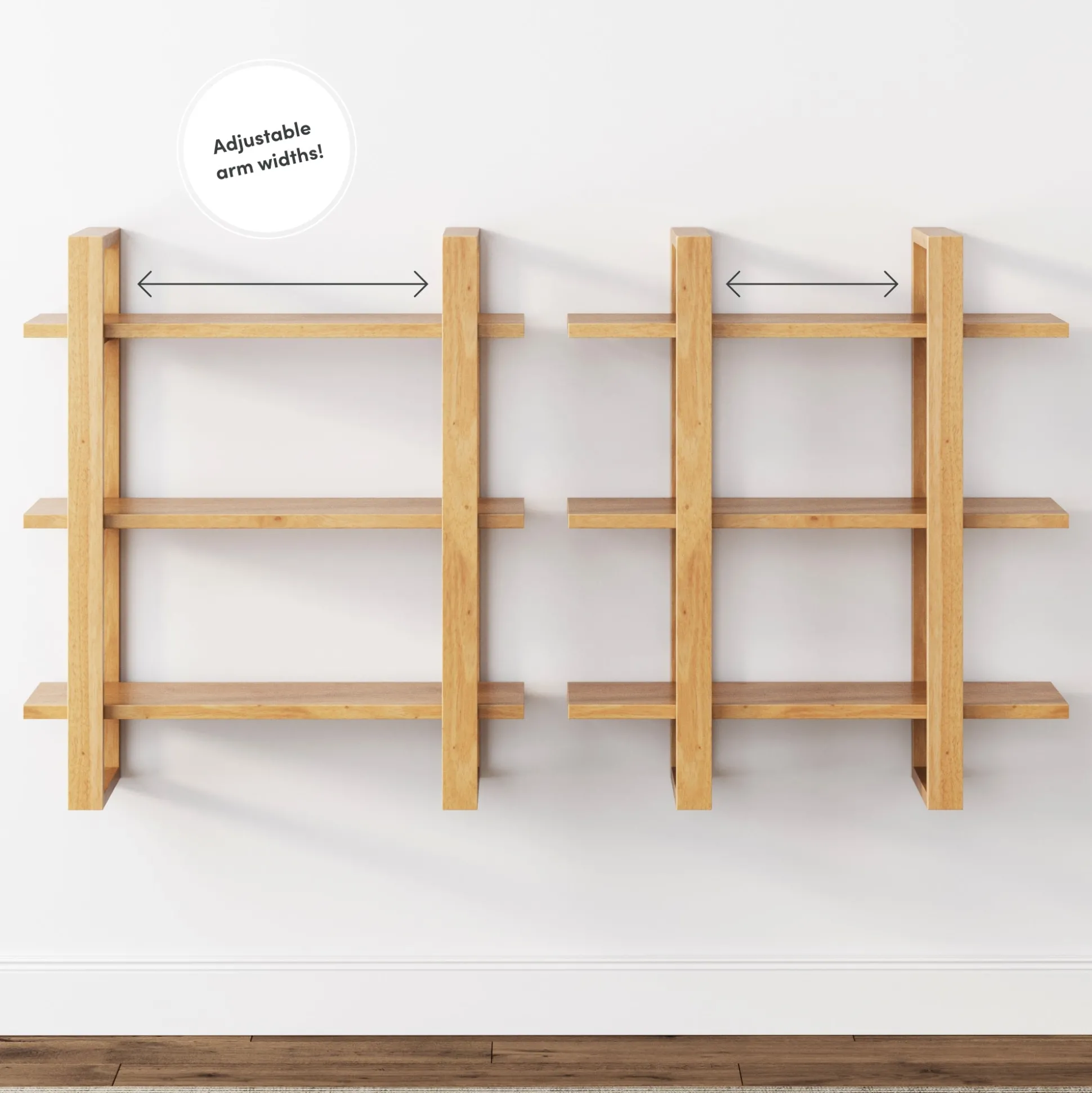 Solid Wood Adjustable Wall Shelf Warm Pine