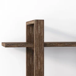Solid Wood Adjustable Wall Shelf Dark Brown