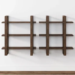 Solid Wood Adjustable Wall Shelf Dark Brown