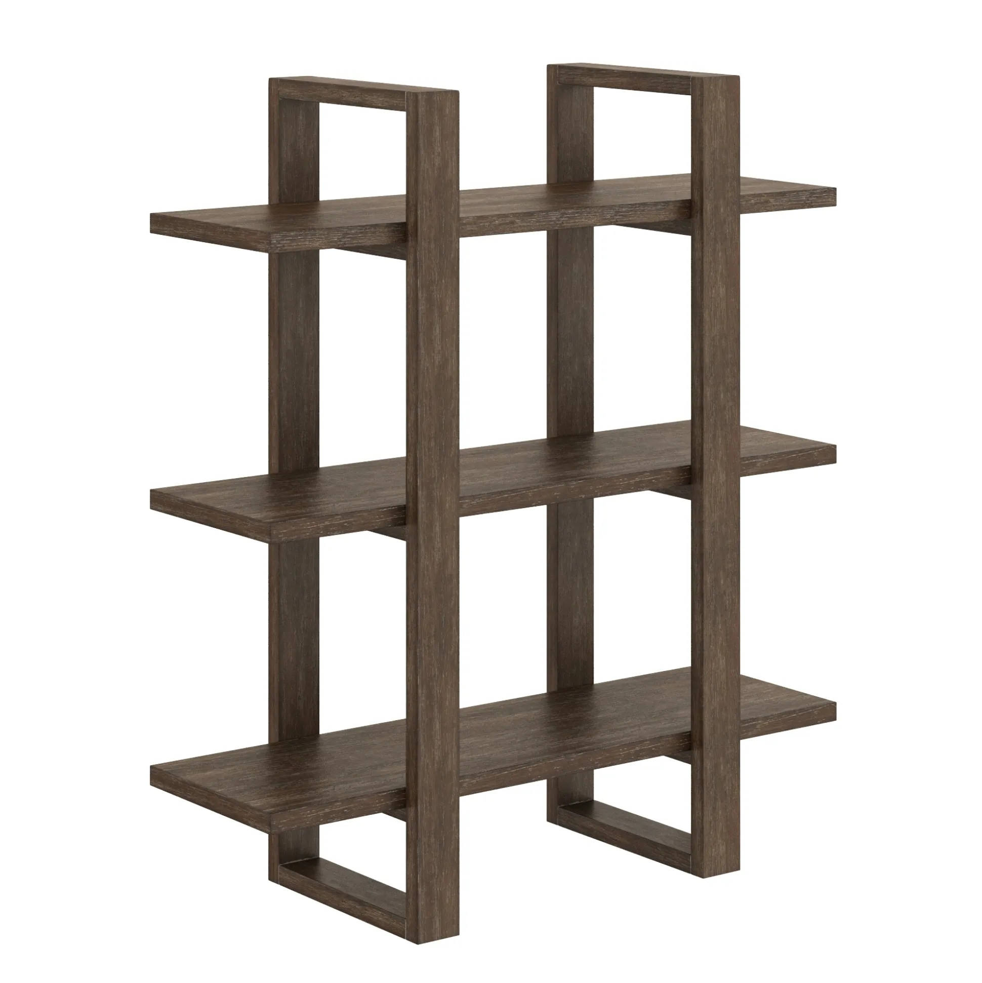 Solid Wood Adjustable Wall Shelf Dark Brown