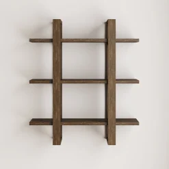 Solid Wood Adjustable Wall Shelf Dark Brown