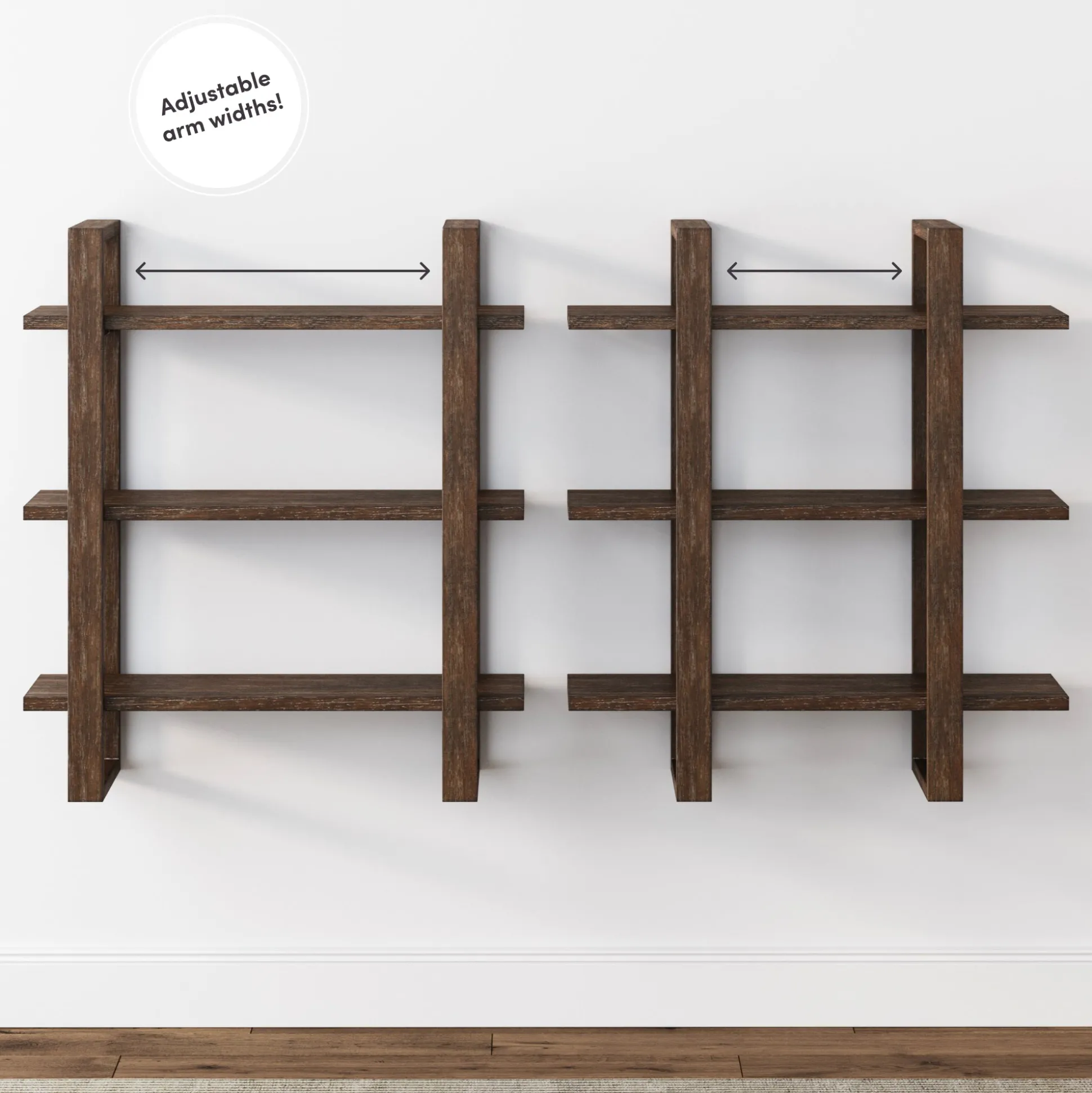 Solid Wood Adjustable Wall Shelf Dark Brown