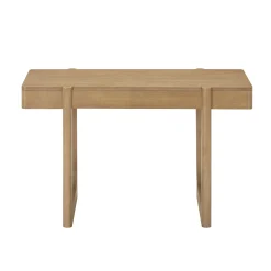 Solid Wood Desk with Drawer & Rounded Legs Light Brown