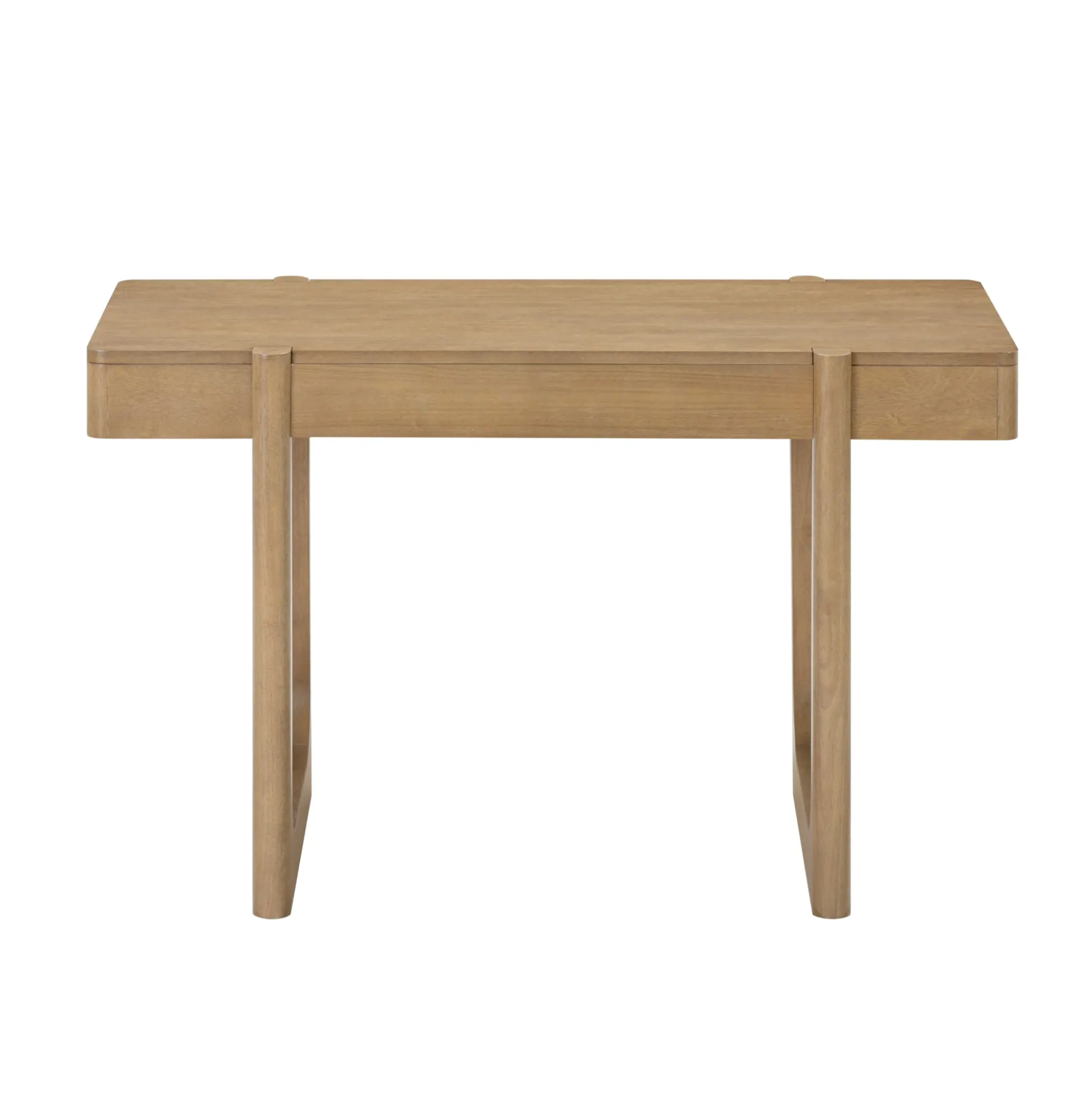 Solid Wood Desk with Drawer & Rounded Legs Light Brown
