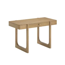 Solid Wood Desk with Drawer & Rounded Legs Light Brown