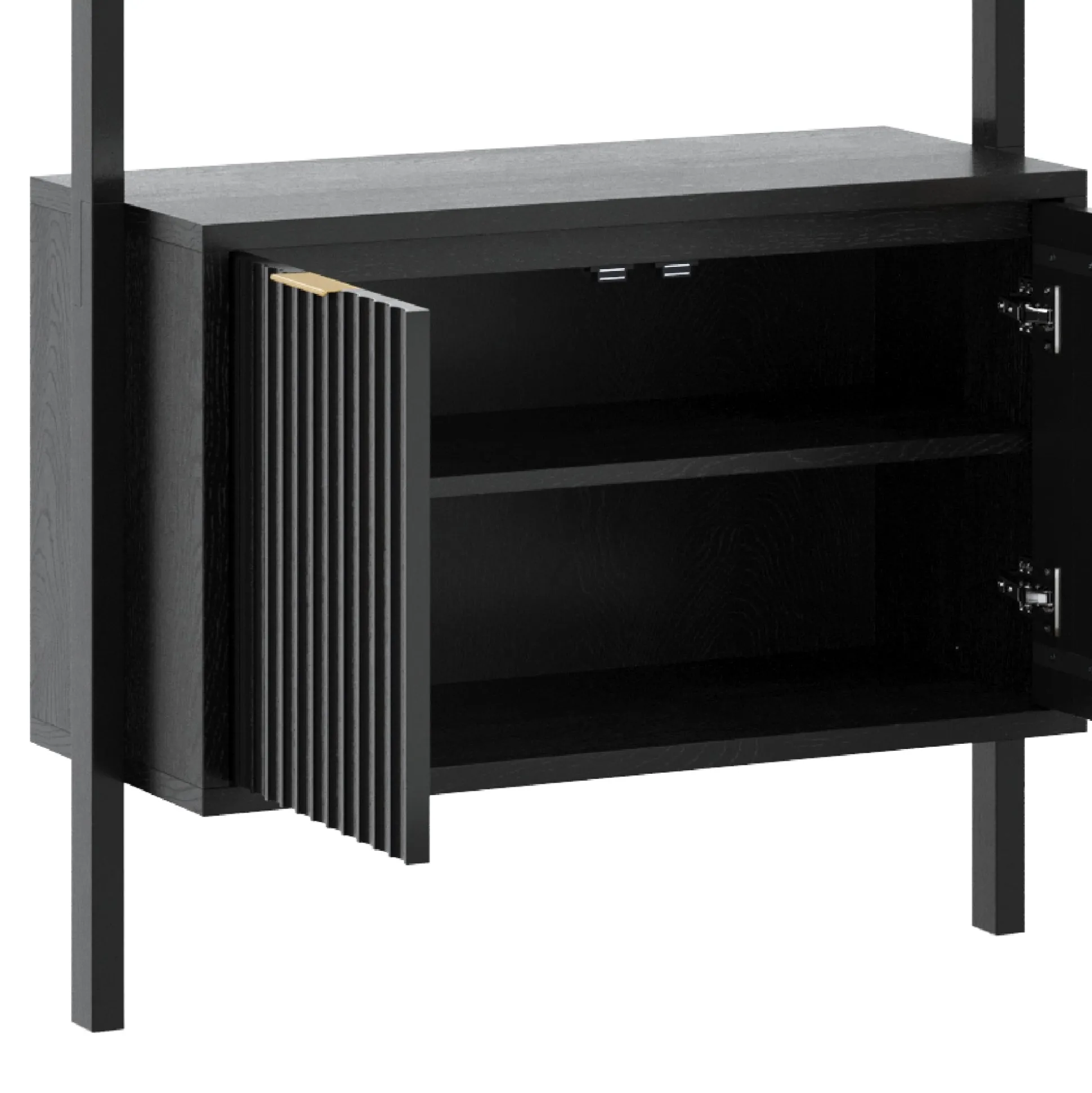 Solid Wood Fluted Entertainment Center (3 Cabinets)