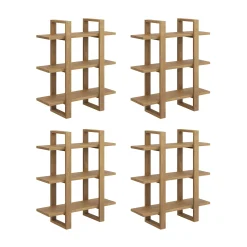 Solid Wood Modular Floating Wall Shelf Light Brown (Set of 4)