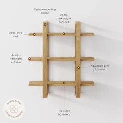 Solid Wood Modular Floating Wall Shelf Light Brown