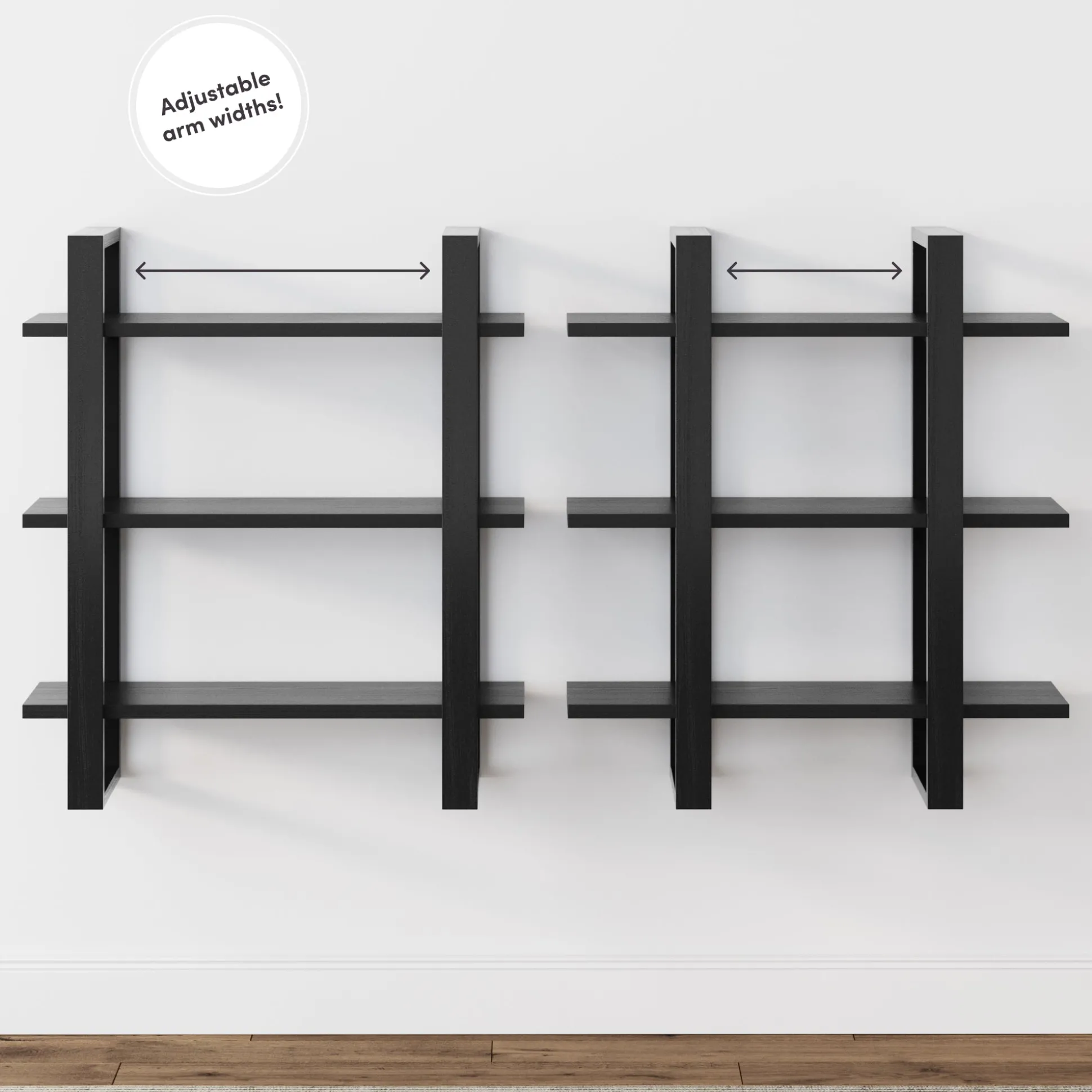 Solid Wood Modular Floating Wall Shelf Black Oak
