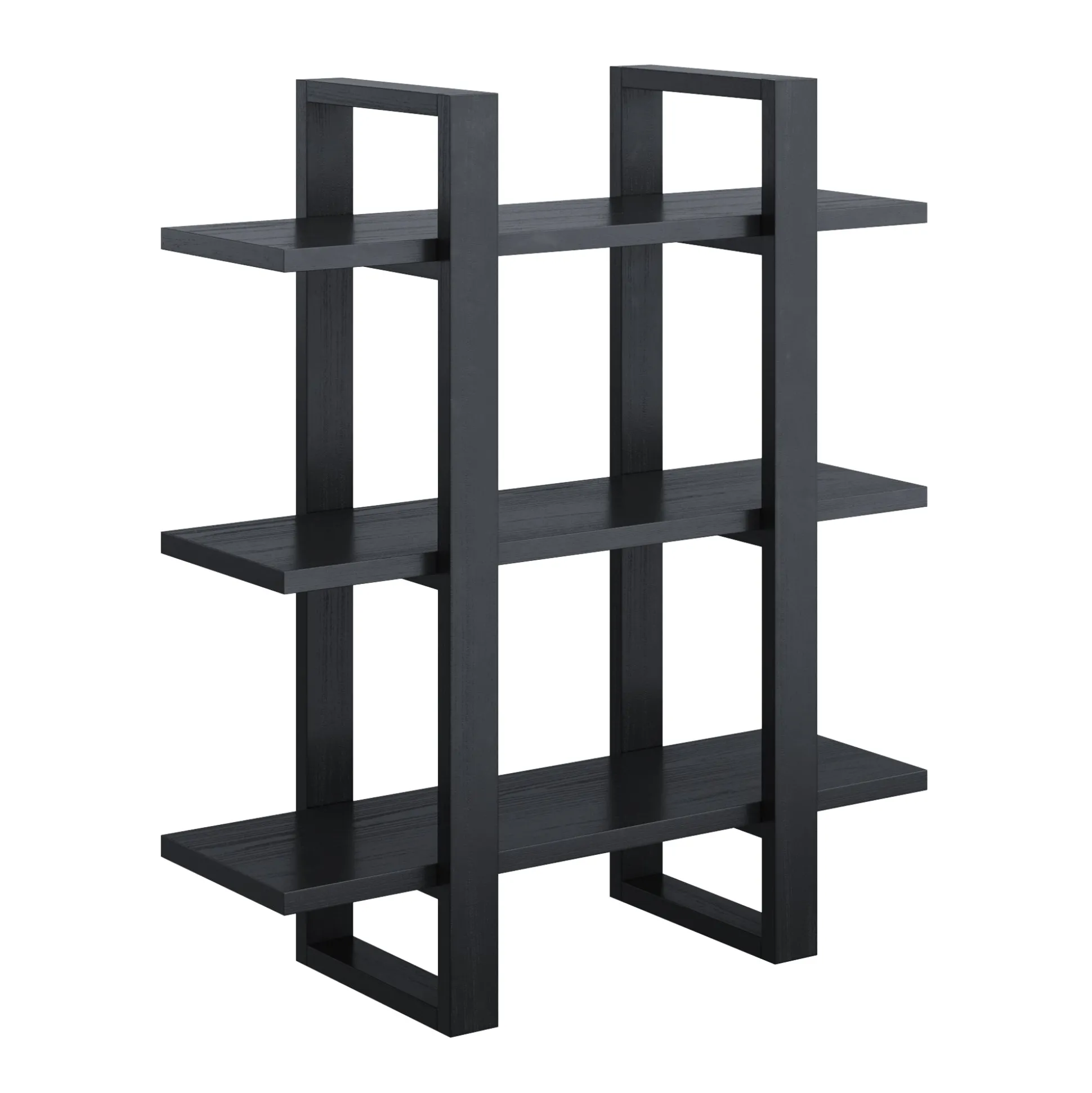Solid Wood Modular Floating Wall Shelf Black Oak