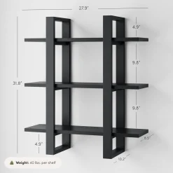 Solid Wood Modular Floating Wall Shelf Black Oak
