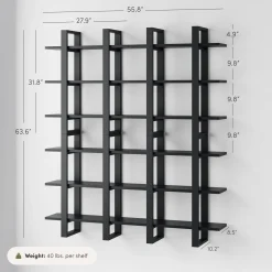 Solid Wood Modular Floating Wall Shelf Black Oak (Set of 4)