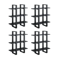 Solid Wood Modular Floating Wall Shelf Black Oak (Set of 4)