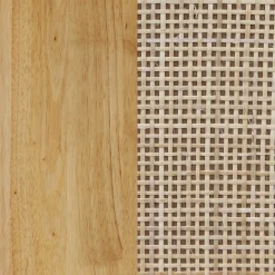 Solid Wood & Rattan Desk and Bookshelf Wall Unit