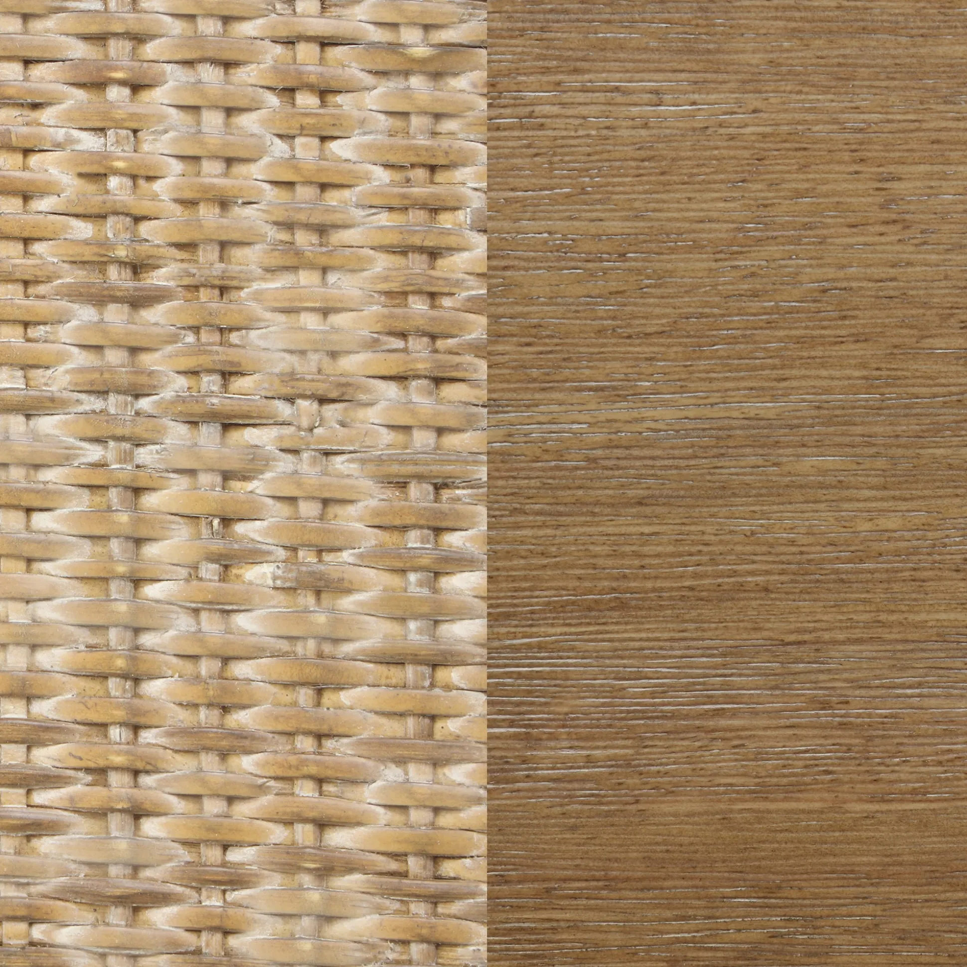Solid Wood, Rattan & Glass Top End Table