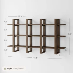 Solid Wood Wall Shelves Dark Brown (Set of 2)
