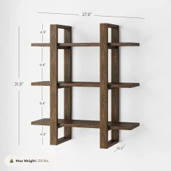 Solid Wood Wall Shelves Dark Brown (Set of 6)