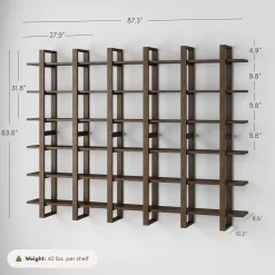 Solid Wood Wall Shelves Dark Brown (Set of 6)