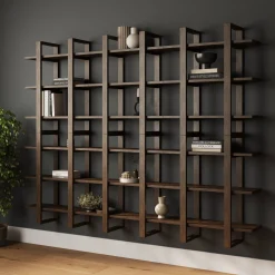 Solid Wood Wall Shelves Dark Brown (Set of 6)