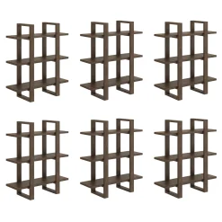 Solid Wood Wall Shelves Dark Brown (Set of 6)