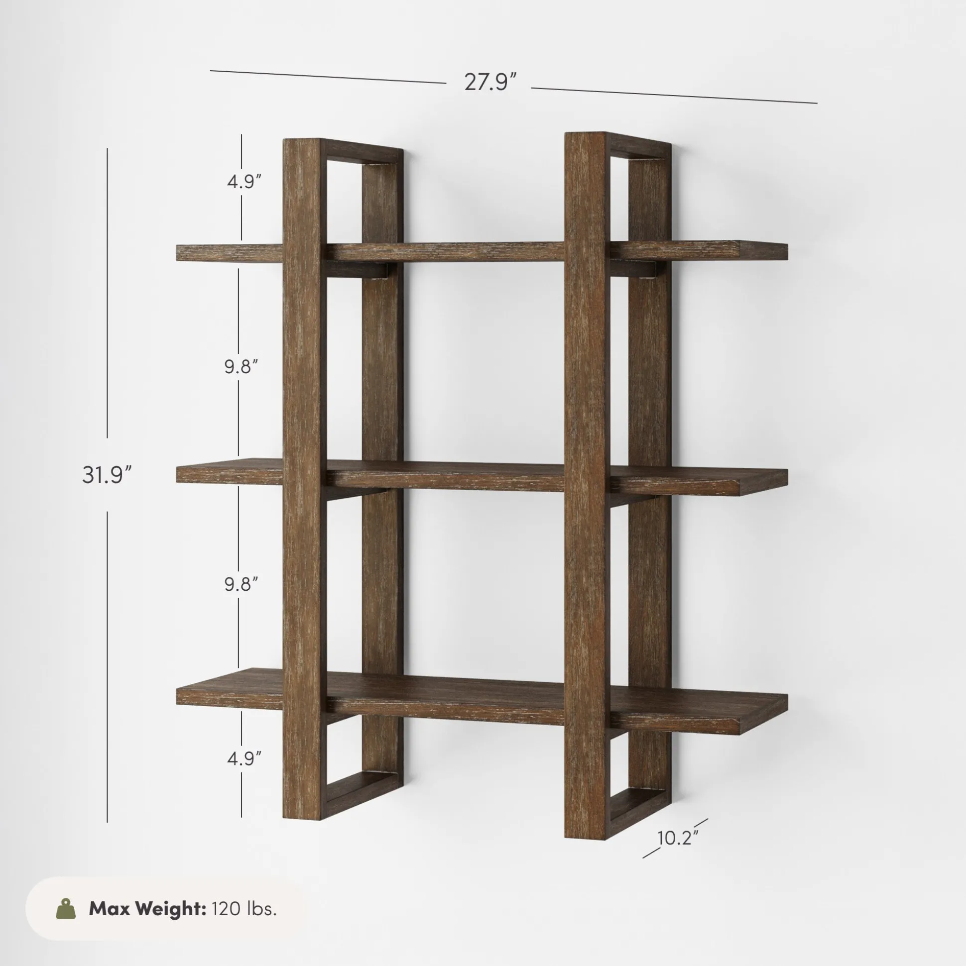 Solid Wood Wall Shelves Dark Brown (Set of 4)