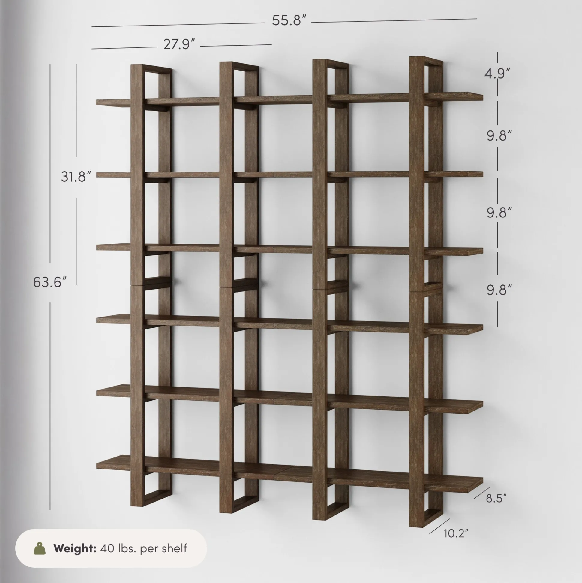 Solid Wood Wall Shelves Dark Brown (Set of 4)
