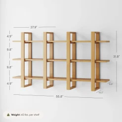 Solid Wood Wall Shelves Warm Pine (Set of 2)