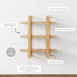 Solid Wood Wall Shelves Warm Pine (Set of 6)