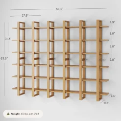 Solid Wood Wall Shelves Warm Pine (Set of 6)